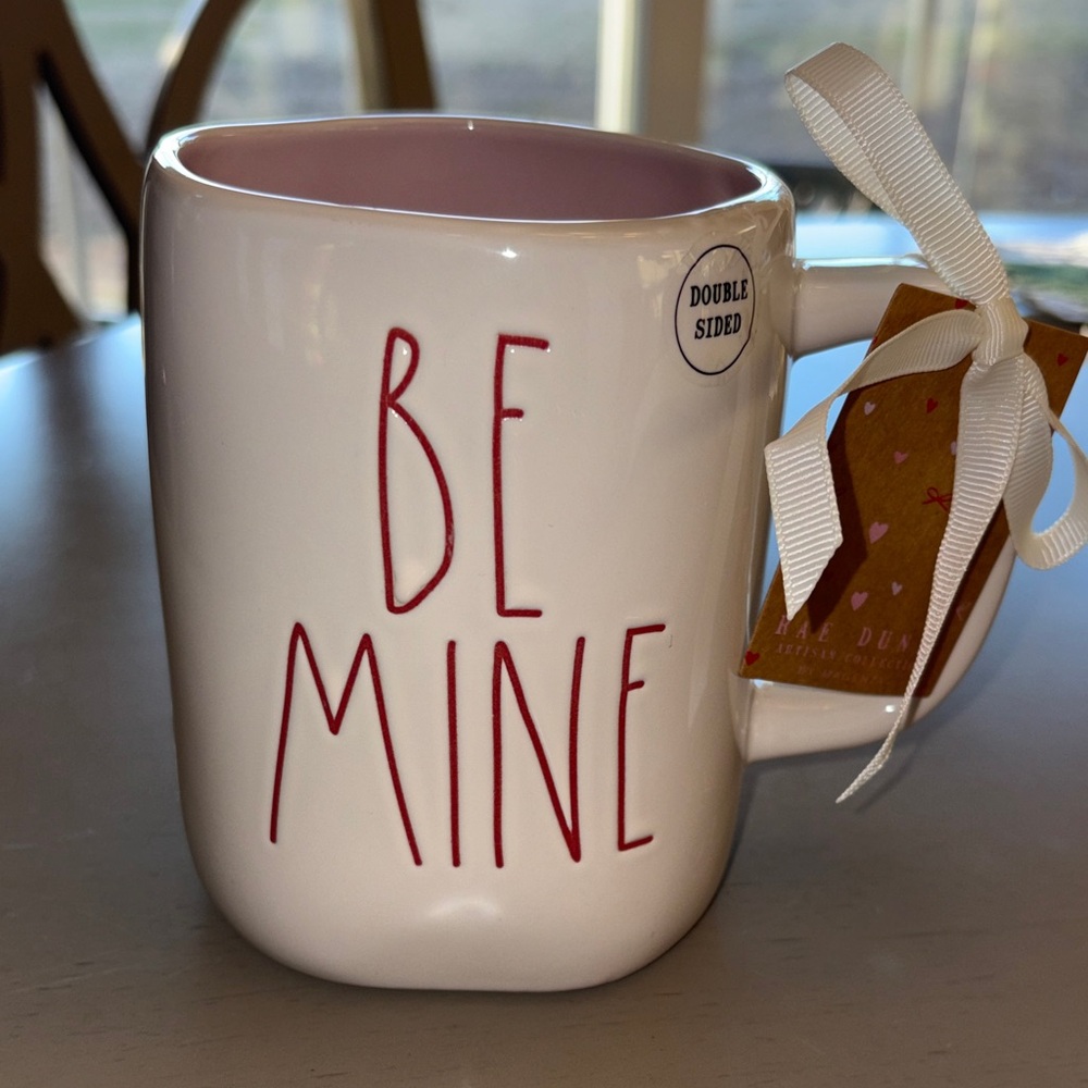 Rae Dunn Be Mine Ceramic Mug - White and Pink